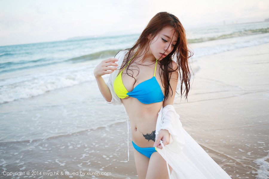 MyGirl 美媛馆 Vol.007 vetiver嘉宝贝儿沙滩湿身捧双乳！